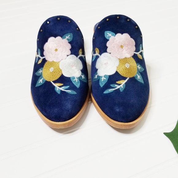 Soludos x Anthropologie Jardin Embroidered Suede Leather Mules 10 - Picture 3 of 8